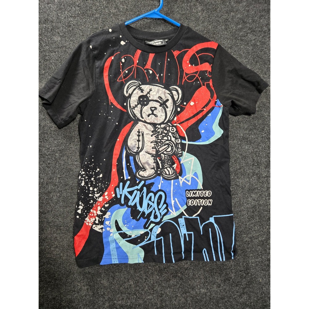 Super Massive Mens Black Teddy Bear Graffiti T-Shirt Medium Limited Edition
